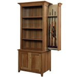 Amish Bookcase with Open Shelving and Hidden Gun Cabinet