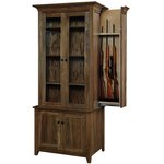 Amish Bookcase with Glass Doors and Hidden Gun Cabinet