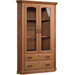 Amish Made Solid Wood Corner 17-Gun Cabinet with Glass Doors