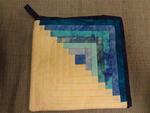 Quilted Log Cabin Hot Pad Blue Batiks Fabrics