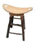 Amish Rustic Hickory Backless Swivel Saddle Counter Stool