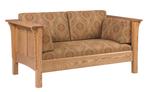 Amish-Russell-Wood-Frame-Custom-Loveseat-Sofa 67 1/2 inches with hardwood construction and choice of fabrics or leathers for your upholstery.
