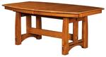 Amish Croghan Trestle Dining Table with Boat Top and crossbeam connecting a vertical board on either end