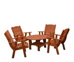 Cedar Wood 5-Piece Coffee Table and Chair Set