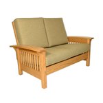 Omak Mission Style Oak Wood Loveseat with Crypton Stain Resistant Upholstery C8-6 Twig