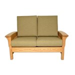 Amish Made Omak Mission Style Love Seat Made of Solid Oak Wood with Seely Stain