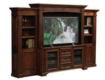 Amish Imperial Solid Wood 121" Entertainment Center with Side Bookcases