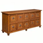 Amish Savile Solid Wood 10-Drawer Credenza Cabinet shown in Rustic Cherry with Sealy Stain