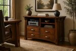 Amish Balmora Mission Solid Wood Printer Stand with Lateral File Cabinet