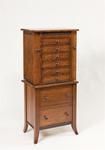 Amish 48 Fair Haven Jewelry Armoire Shown in Quarter Sawn White Oak with Asbury Brown Finish and KR15-BL Black Knobs.