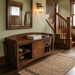 Amish Handcrafted Mission Slat Entryway Storage Bench