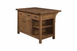 Basil Mission 48" Solid Wood Kitchen Island with Two Doors & Open Shelf Storage