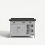 Amish Solid Wood 48" - 63" Mission Kitchen Island with Open Storage