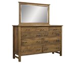 Amish Cabin Creek 9-Drawer Dresser with Optional Mirror shown in Brown Maple with Stockton Stain