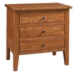Amish 28 Solid Wood Chelsea 3-Drawer Nightstand shown in Rustic Cherry with Seely Stain