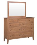 Amish Solid Wood Chelsea Tall 9-Drawer Dresser with Optional Mirror Shown with Rustic Cherry