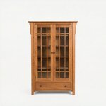 Amish Midland Mission Bookcase Cabinet with Full Glass Doors 44" Width