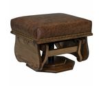 Amish Oromocto Upholstered Gliding Ottoman shown in Oak with Medium Stain and Cinnamon Leather