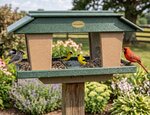 Amish Made Eco Friendly Poly Double Deluxe Tray Bird Feeder - Post Mount