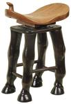 Stool with Carved Horse Legs Swivel Seat