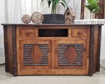 Rustic Hickory Log Wood Corner TV Stand