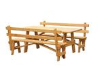 Amish Pine Wood Outdoor Picnic Table with Two Benches