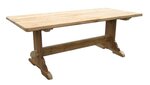 American Salvaged Barnwood Trestle Table with Breadboard Ends