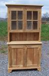 Barnwood Farmhouse Stepback Hutch with Glass Doors