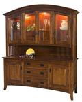 Amish Leland Four Door Hutch with Top Glass Doors