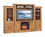 Amish Mayfair Entertainment Center with Fireplace and Optional Side Bookcases