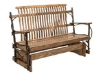 Amish Rustic Hickory Wood Porch Glider
