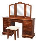 Amish 56 Birchwood Clockbase Jewelry Vanity shown in Rustic Cherry with Asbury Brown Stain.