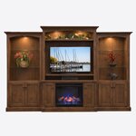 Amish Park Lane Electric Fireplace Entertainment Center with Optional Bookcases shown in Brown Maple with Manchester Stain