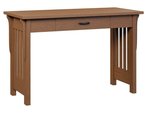 Amish Churchill Mission Oak Wood Writing Desk - Quick Ship shown in Red Oak with Seely Stain