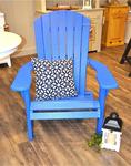 Amish Outdoor Blue Poly Adirondack Chair used as lounge chair indoors