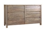 Ruff Sawn Twin Falls Six Drawer Dresser - Quick Ship