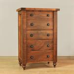 Ruff Sawn Tahoe Turned Leg Five Drawer Chest