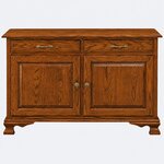 Amish Cochran Traditional Cabinet Sofa Table with Drawers shown in Quarter Sawn White Oak with Michaels Cherry Stain