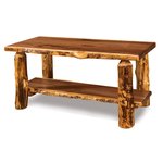 Rustic Aspen and Walnut Log Furniture Coffee Table in Natural Finish