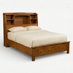 Amish Bookcase Platform Bed with Storage Footboard