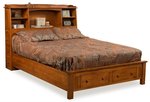 Amish Bookcase Platform Bed with Storage Footboard