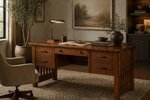 Amish Churchill Mission Solid Wood Writing Desk with Slat Sides