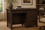 Amish Churchill Mission Oak Wood 45" Writing Desk with Drawers -  Quick Ship