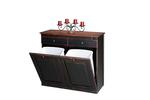 Pine Wood Double Recycle Bin with Trash Cans