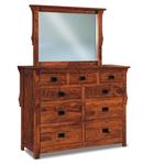 Stick Mission 60" Nine Drawer Dresser with Optional Mirror