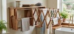Amish Made Oak Wood Wall Mounted Double Drying Rack for Clothes