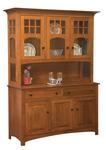 Amish Tribecca Mission Hutch with Three Doors and Two Drawers in the Base and Three Glass Doors in the Hutch Top