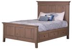 Amish Solid Wood High Headboard Platform Bed with Storage Drawers