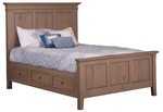 Amish Solid Wood High Headboard Platform Bed with Storage Drawers