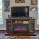 Quarter Sawn White Oak Amish Made Electric Fireplace Entertainment Console in Tavern Finish